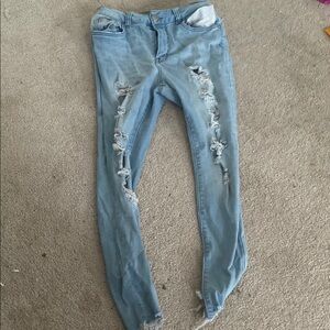 Women's Distressed Blue Jeans